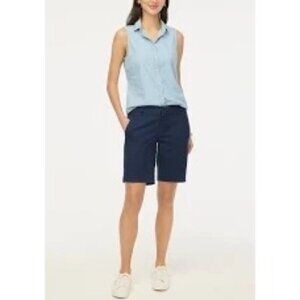 J. Crew Women's 7" Flex Chino Shorts Navy Pockets Preppy Size 2 NWT